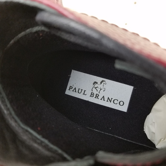 Men's Boots 10M 100% Genuine Leather Burgundy Biker Paul Branco Side Zip Lace-up - Picture 9 of 10